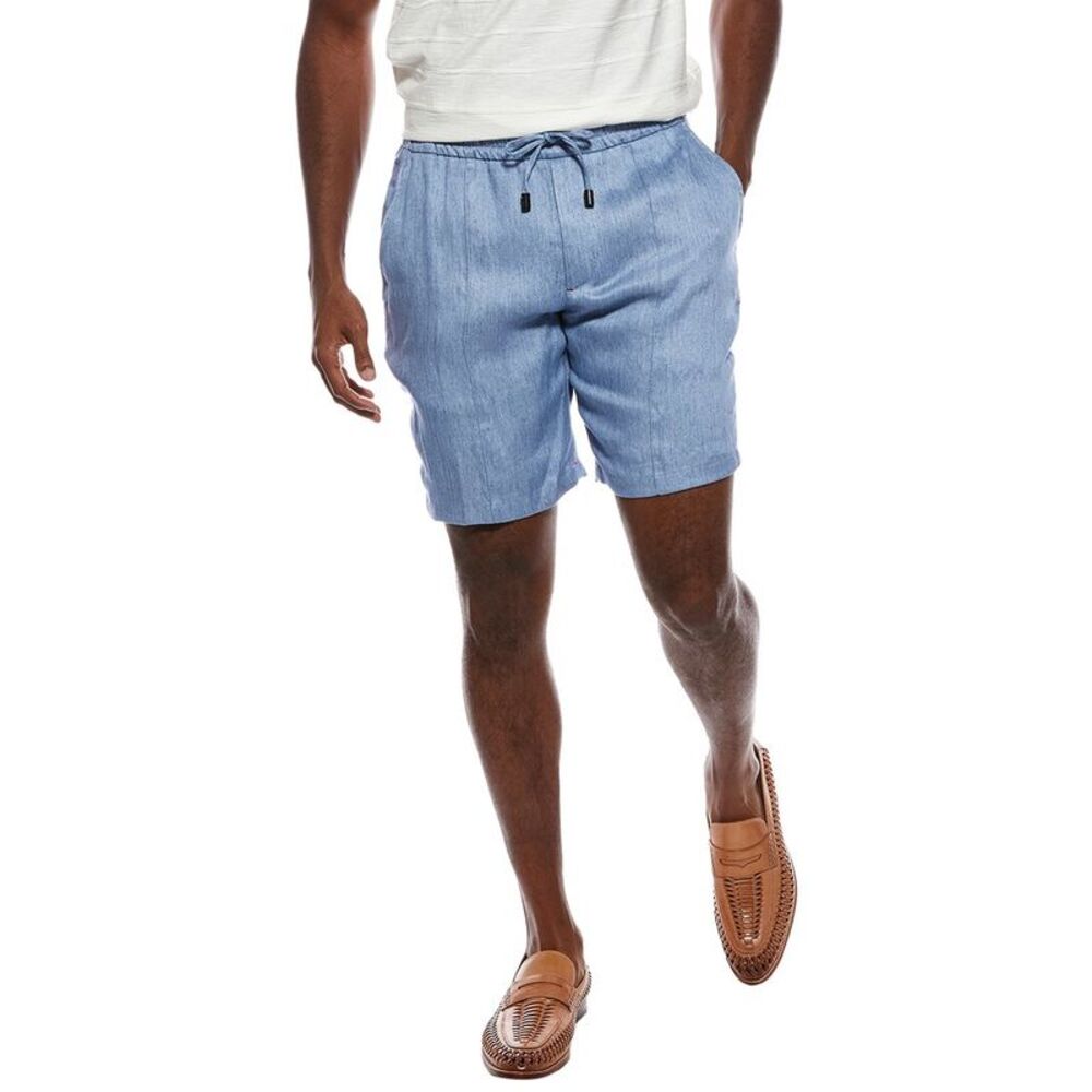 Isaia Mens Linen Short, Blue